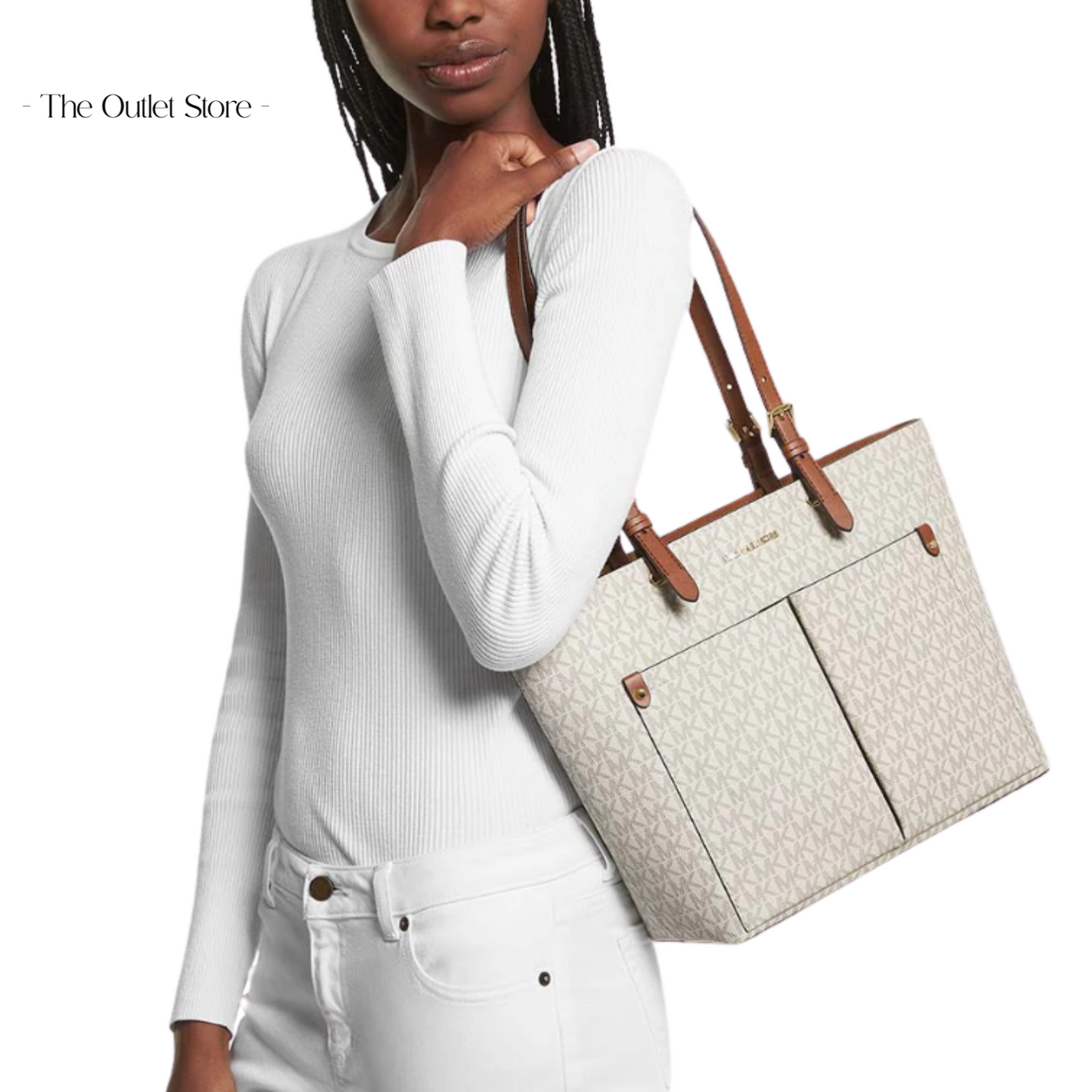 MICHAEL KORS JET SET MEDIUM LOGO POCKET TOTE BAG