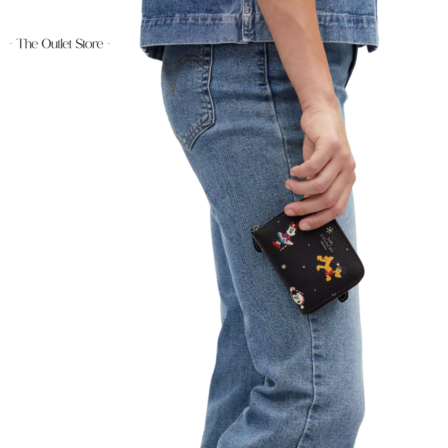 DISNEY X COACH SMALL ZIP AROUND WALLET WITH HOLIDAY PRINT