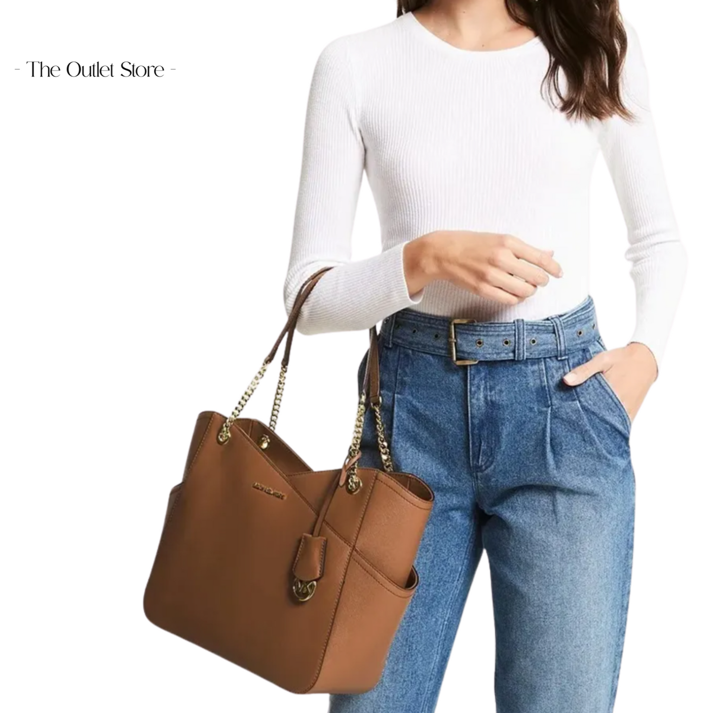 MICHAEL KORS JET SET LARGE SAFFIANO LEATHER SHOULDER BAG
