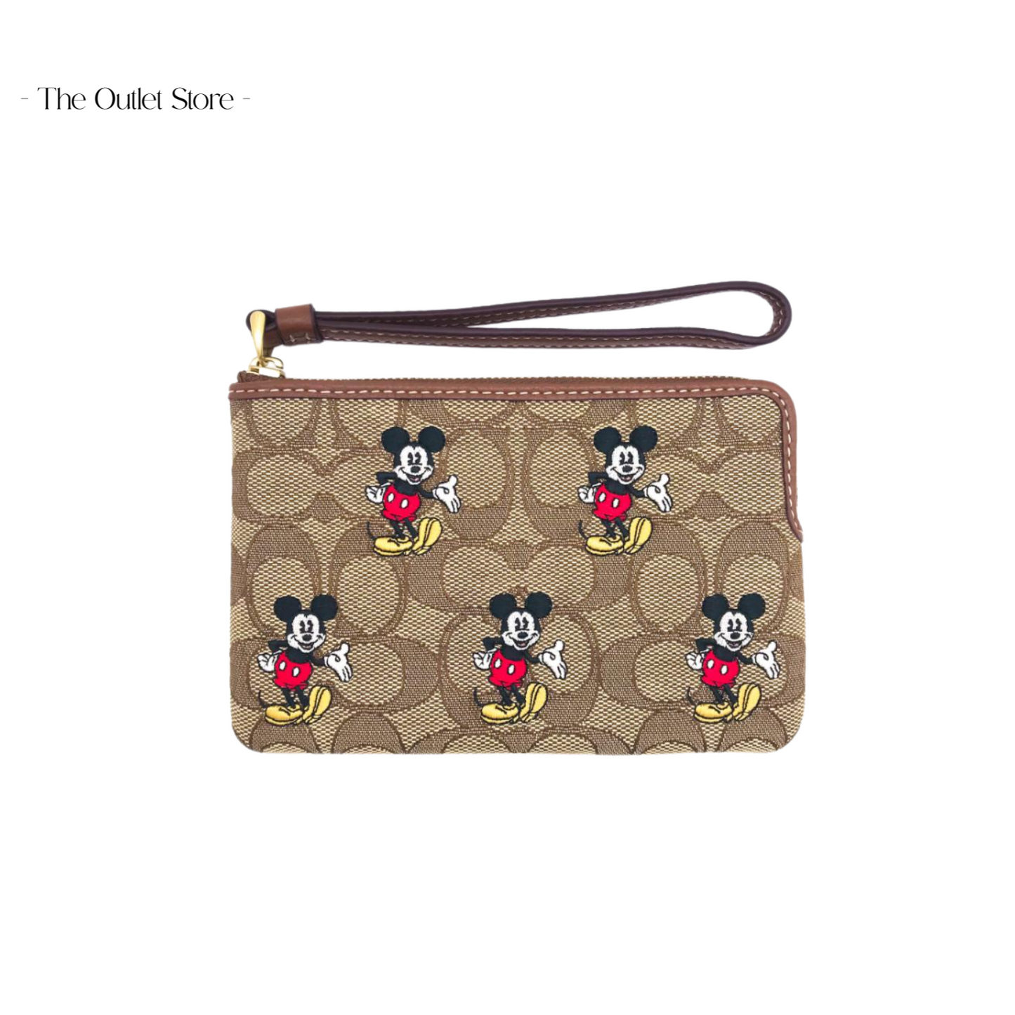 DISNEY X COACH CORNER ZIP WRISTLET IN SIGNATURE JACQUARD WITH MICKEY MOUSE PRINT