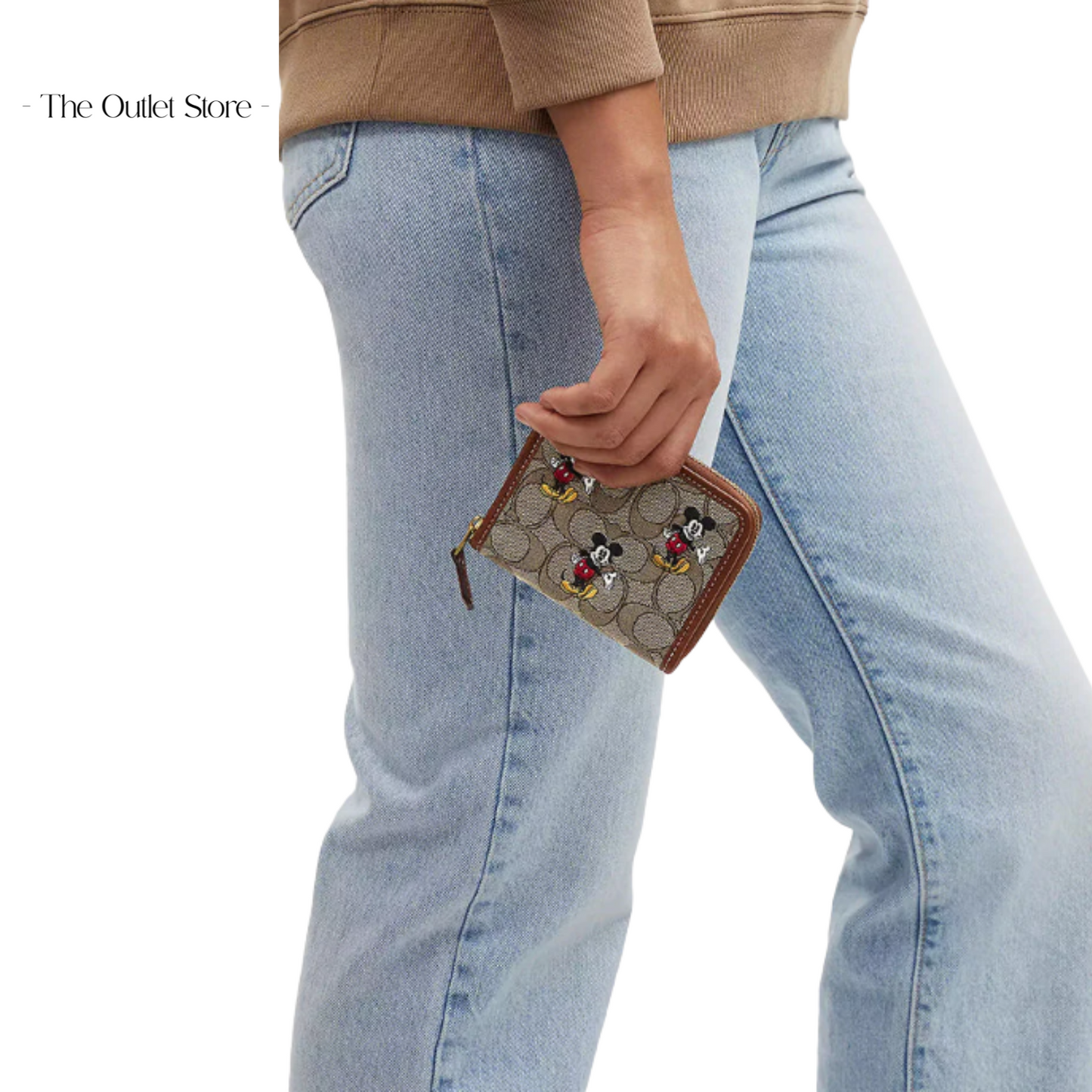 DISNEY X COACH SMALL ZIP AROUND WALLET IN SIGNATURE JACQUARD WITH MICKEY MOUSE PRINT