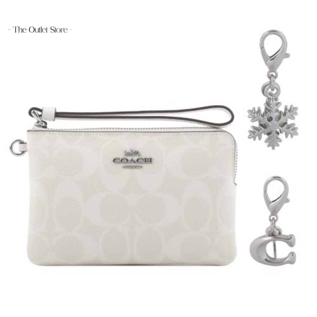 COACH BOXED CORNER ZIP WRISTLET IN SIGNATURE CANVAS
