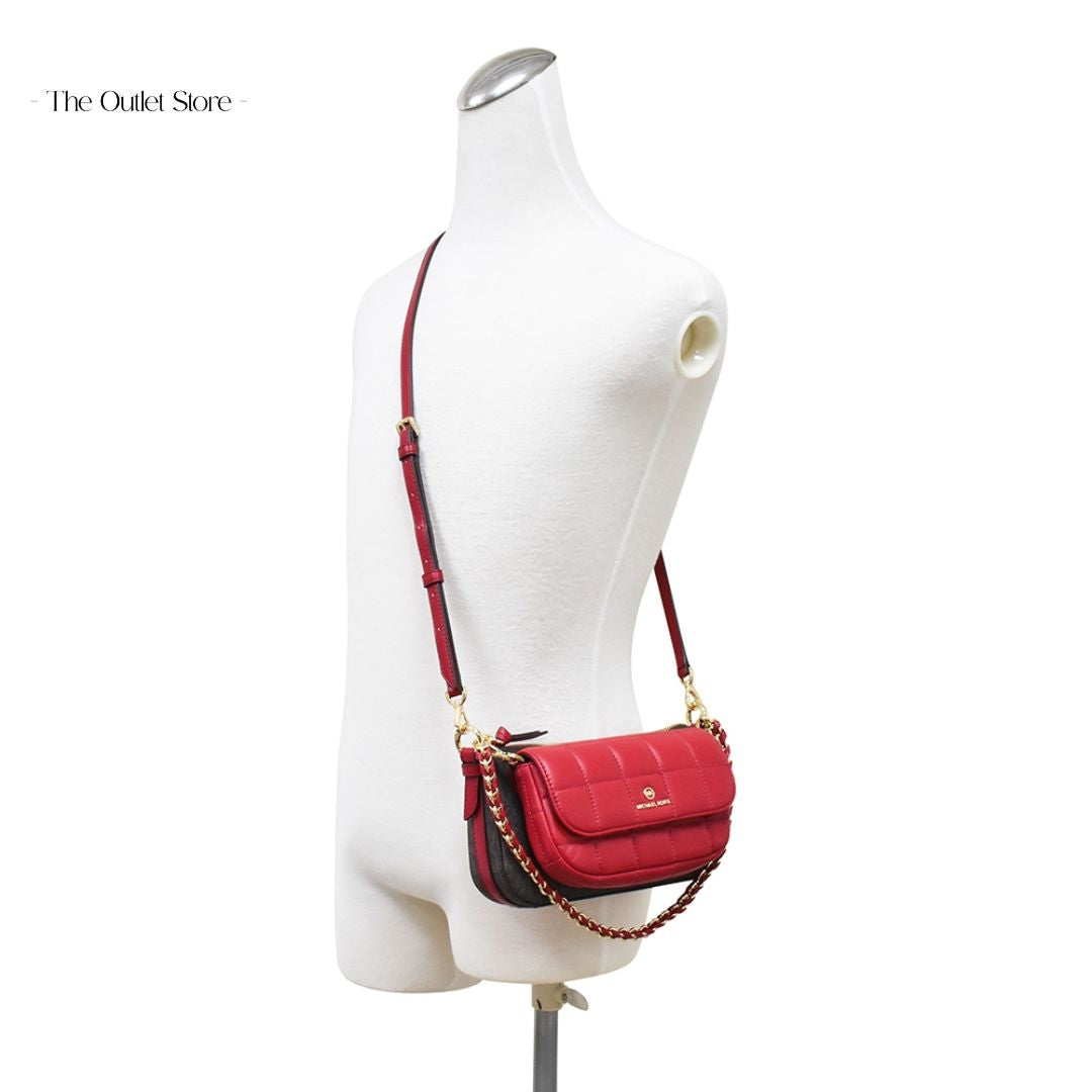 MICHAEL KORS JET SET 4-IN-1 CROSSBODY BAG SET (BROWN X RED)