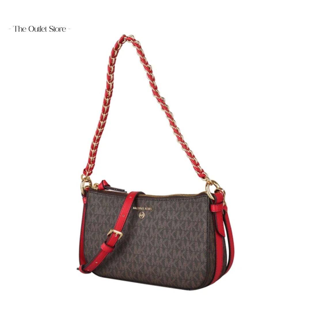 MICHAEL KORS JET SET 4-IN-1 CROSSBODY BAG SET (BROWN X RED)