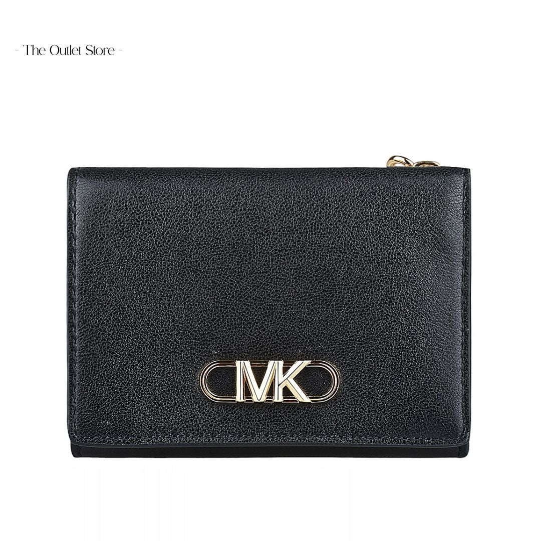 MICHAEL KORS SIGNATURE LOGO PAKER MEDIUM TRI-FOLD WALLET (BLACK)