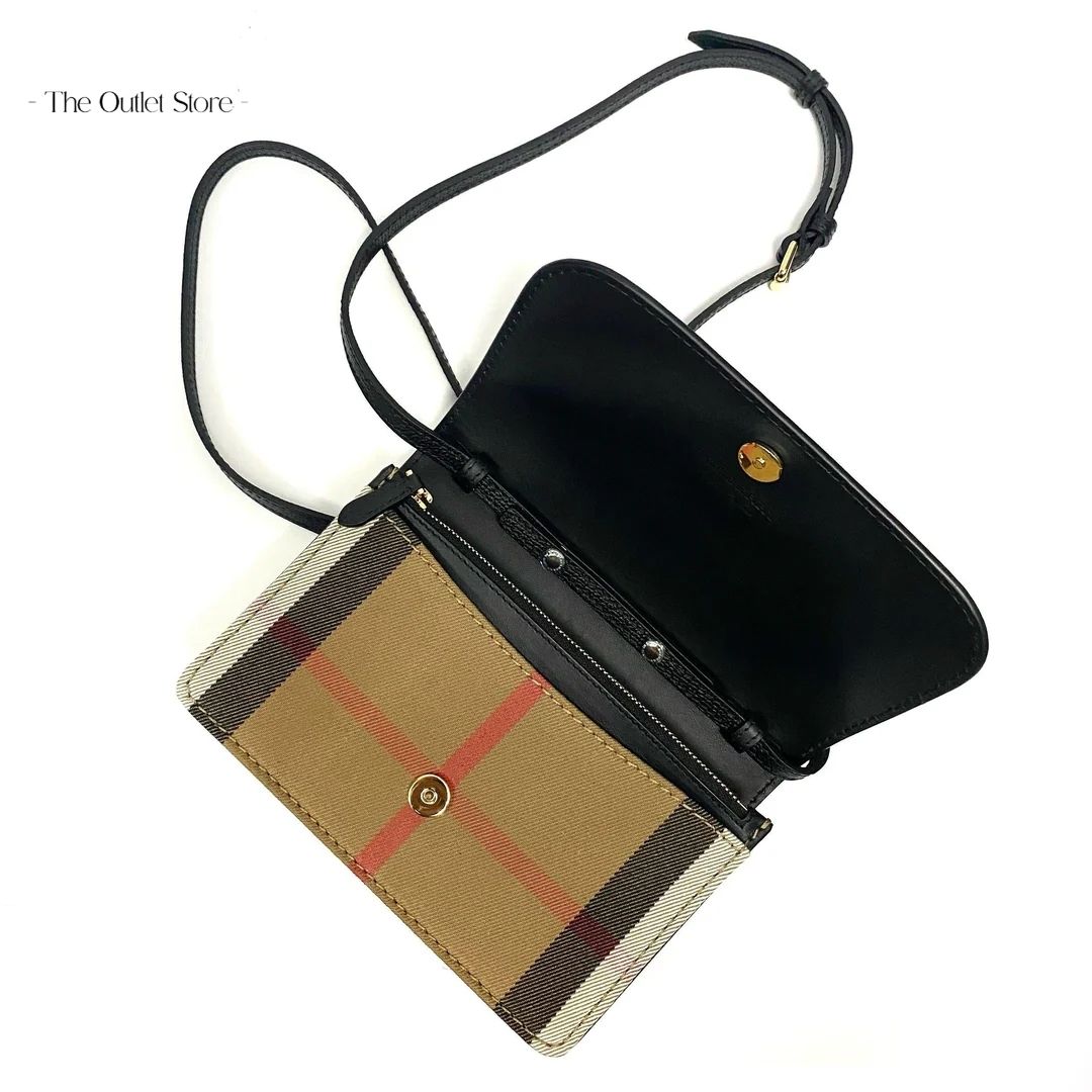 BURBERRY HAMPSHIRE HOUSE CHECK CROSSBODY (BLACK)