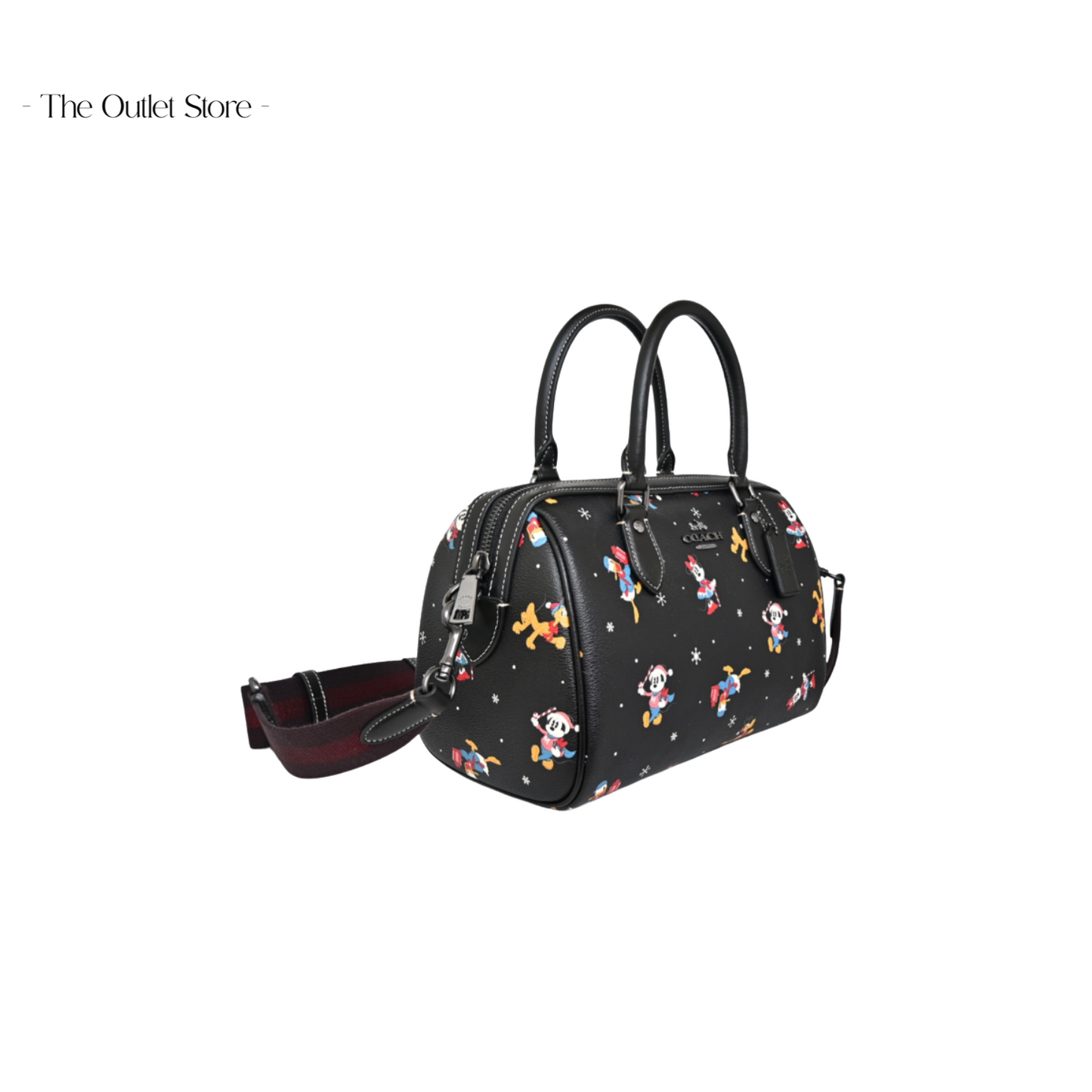 DISNEY X COACH ROWAN SATCHEL WITH HOLIDAY PRINT