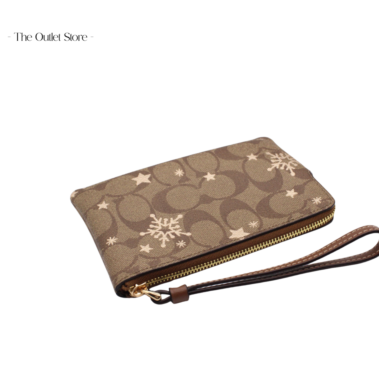 CORNER ZIP WRISTLET IN SIGNATURE CANVAS WITH STAR AND SNOWFLAKES PRINT