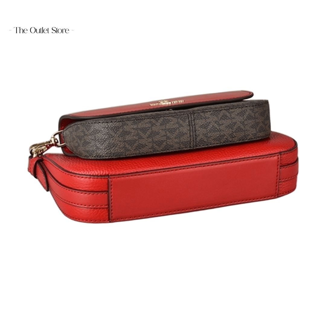 MICHAEL KORS JET SET MEDIUM LEATHER AND LOGO 4-IN-1 CROSSBODY BAG SET (RED)