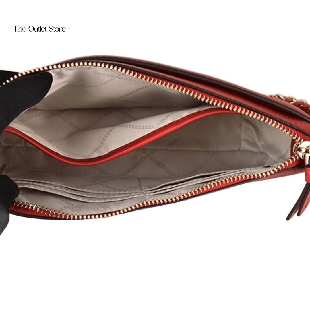 MICHAEL KORS JET SET MEDIUM LEATHER AND LOGO 4-IN-1 CROSSBODY BAG SET (RED)