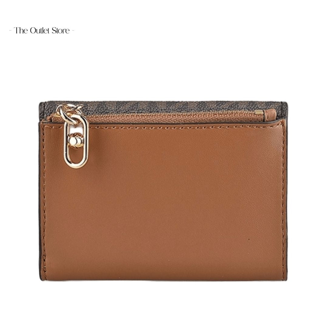 MICHAEL KORS SIGNATURE LOGO PAKER MEDIUM TRI-FOLD WALLET (BROWN)