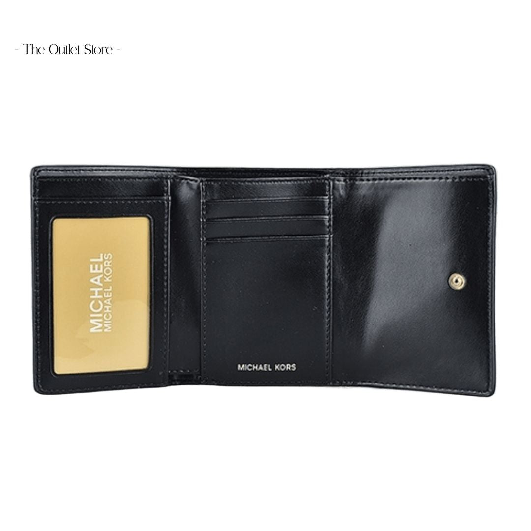 MICHAEL KORS SIGNATURE LOGO PAKER MEDIUM TRI-FOLD WALLET (BLACK)