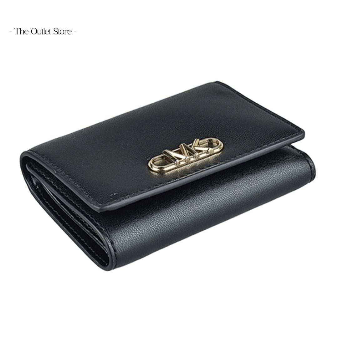 MICHAEL KORS SIGNATURE LOGO PAKER MEDIUM TRI-FOLD WALLET (BLACK)