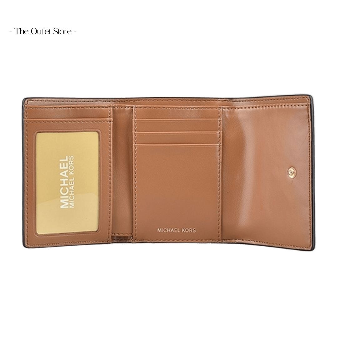 MICHAEL KORS SIGNATURE LOGO PAKER MEDIUM TRI-FOLD WALLET (BROWN)