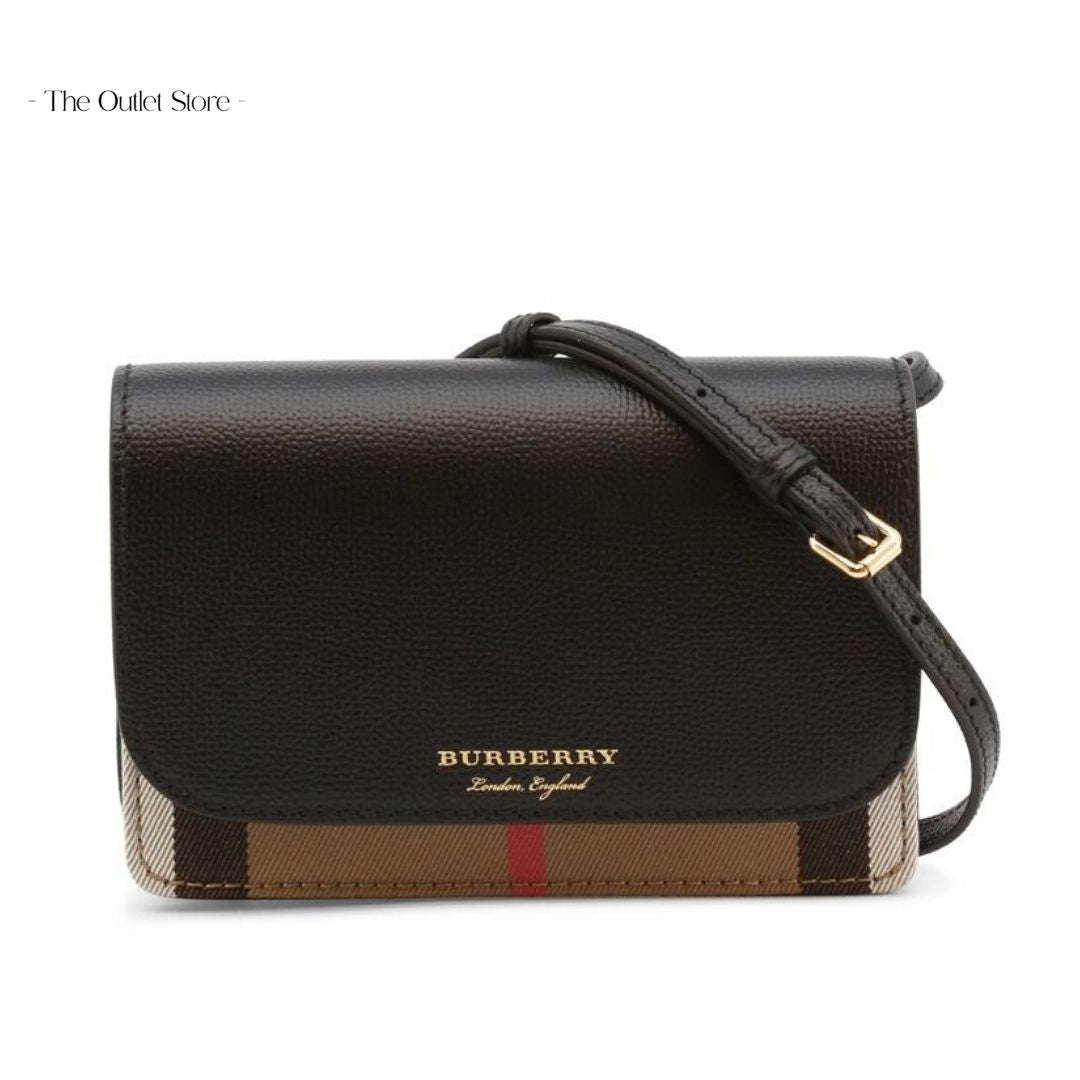 BURBERRY HAMPSHIRE HOUSE CHECK CROSSBODY (BLACK)