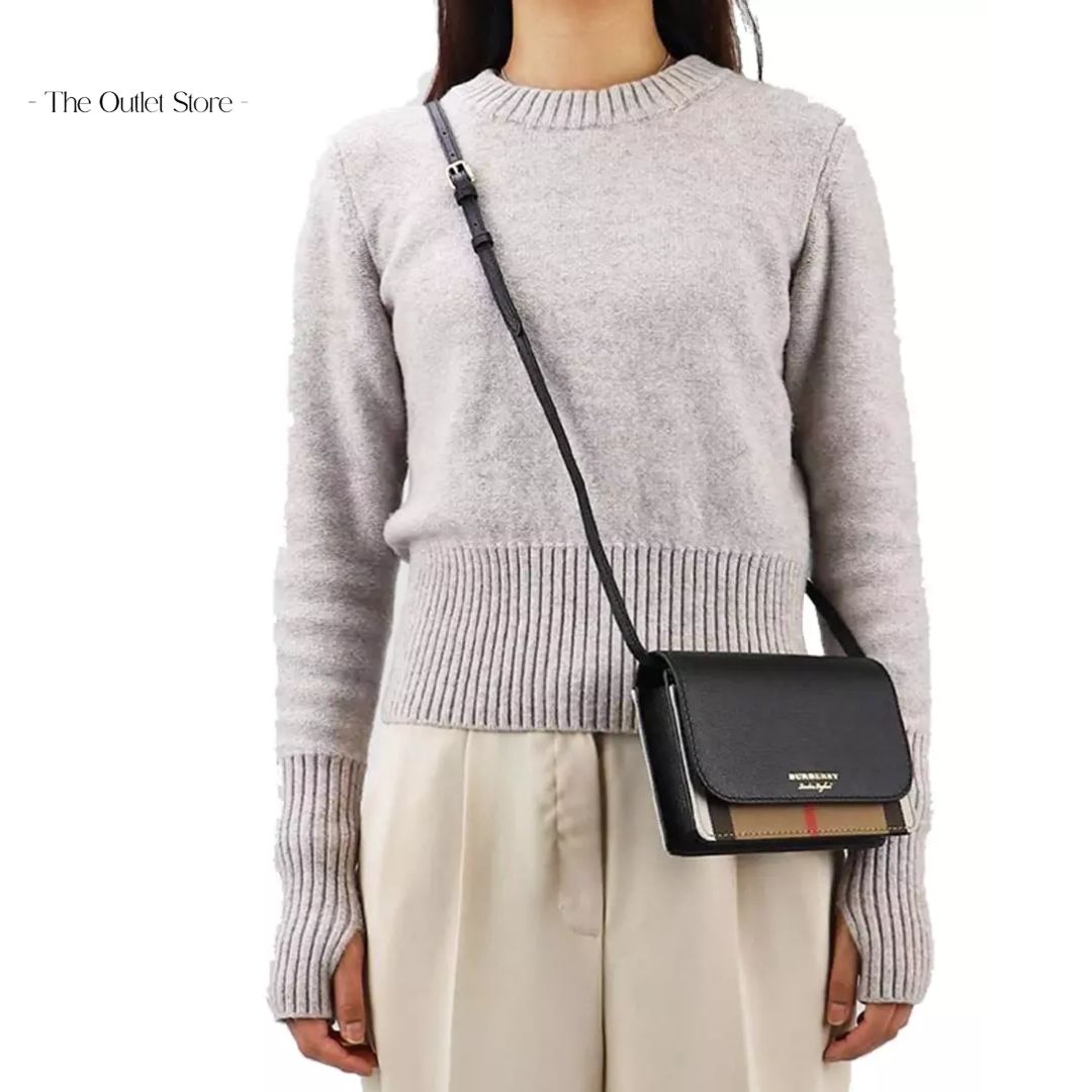 BURBERRY HAMPSHIRE HOUSE CHECK CROSSBODY (BLACK)