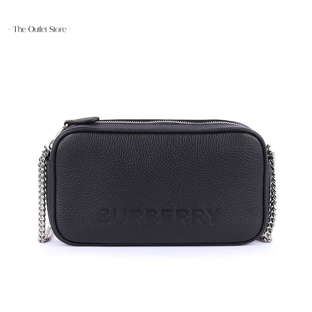 BURBERRY EMBOSSED LOGO LEATHER CROSSBODY BAG