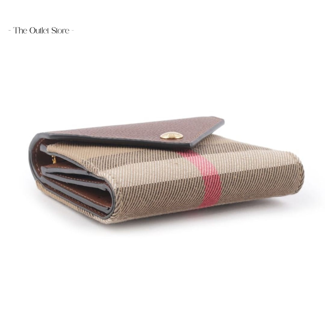 BURBERRY HALF WALLET LEATHER FABRIC LIRA