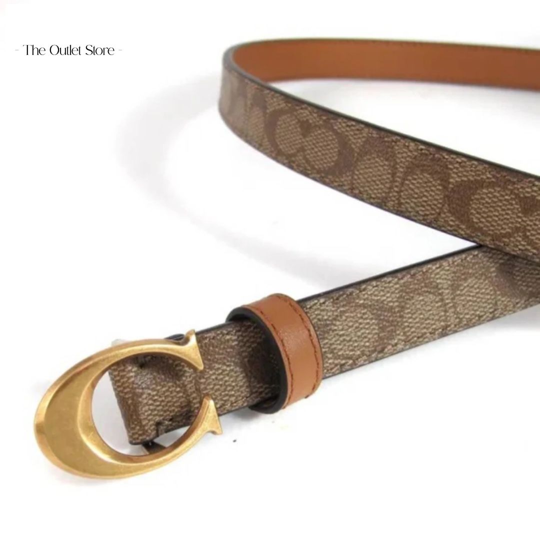 COACH SIGNATURE BUCKLE BELT KHAKI SADDLE (18MM)