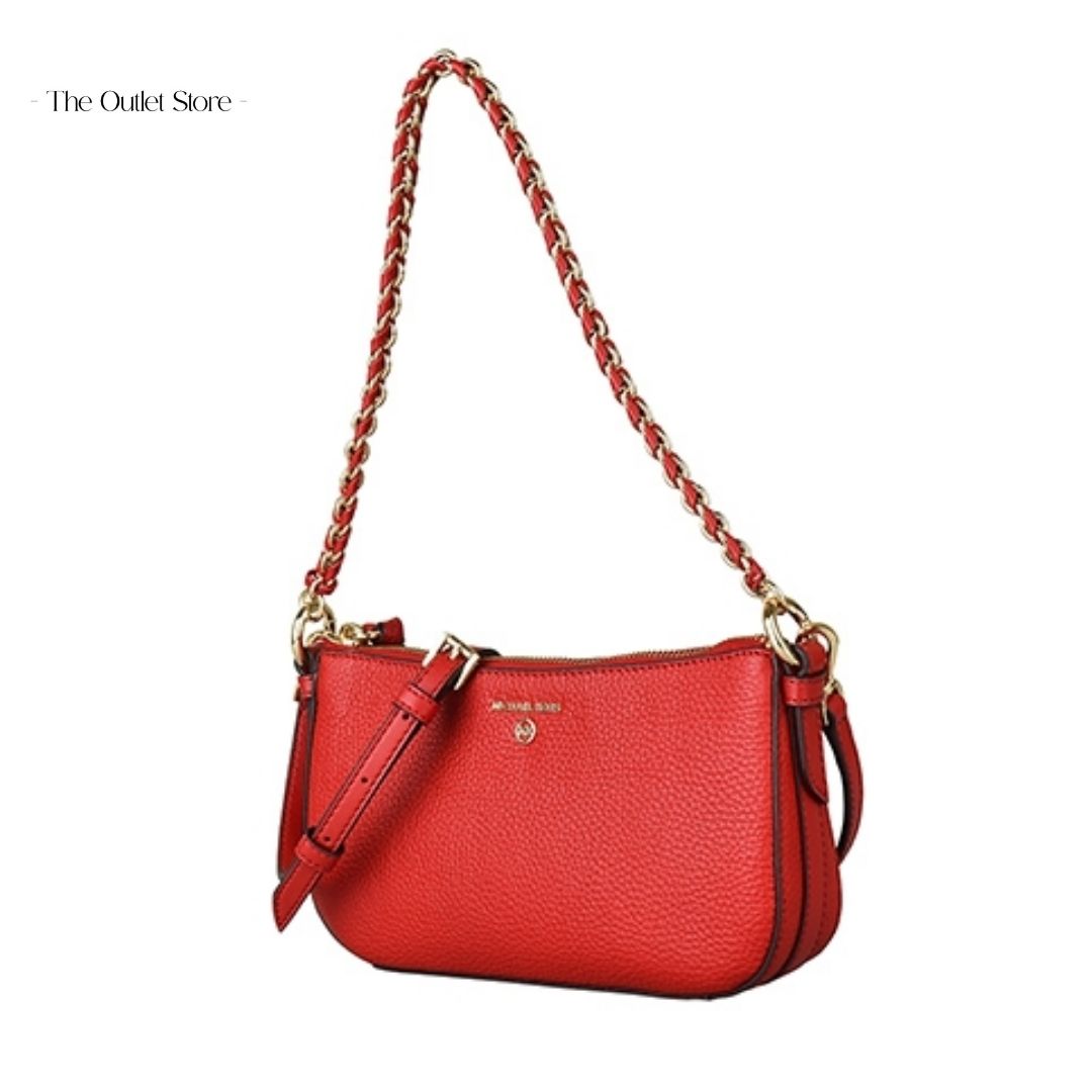 MICHAEL KORS JET SET MEDIUM LEATHER AND LOGO 4-IN-1 CROSSBODY BAG SET (RED)