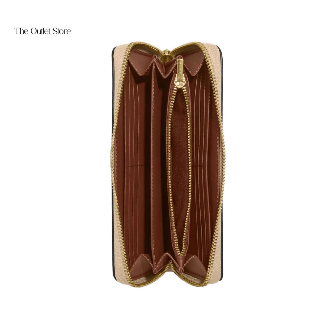 COACH LONG ZIP AROUND WALLET IN SIGNATURE CANVAS(KHAKI)