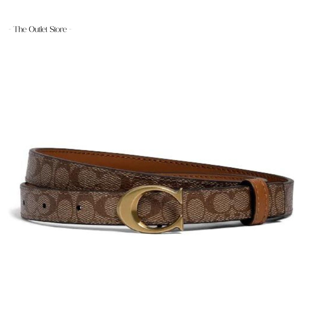 COACH SIGNATURE BUCKLE BELT KHAKI SADDLE (18MM)