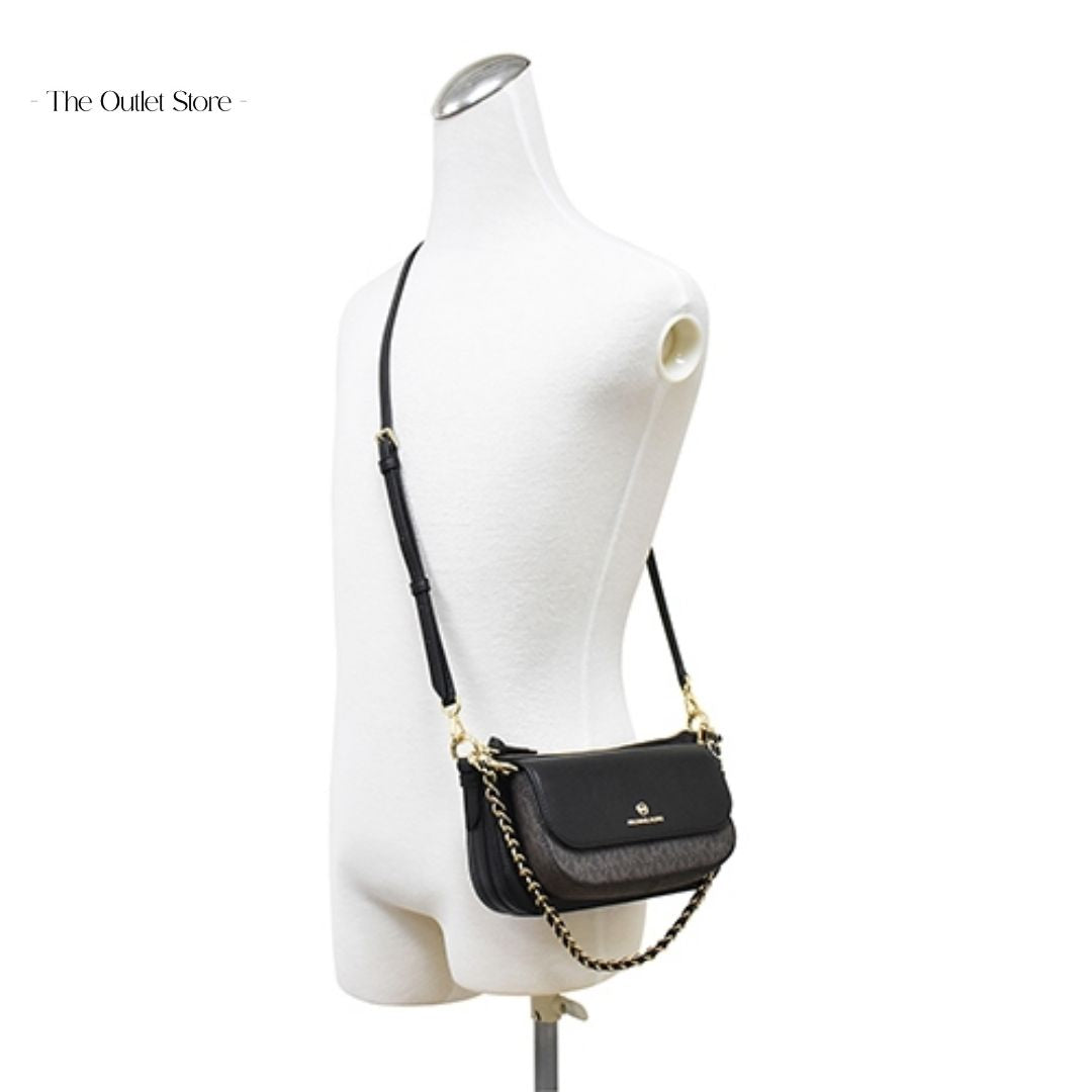 MICHAEL KORS JET SET MEDIUM LEATHER AND LOGO 4-IN-1 CROSSBODY BAG SET (BLACK)