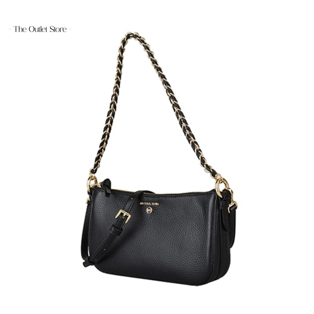MICHAEL KORS JET SET MEDIUM LEATHER AND LOGO 4-IN-1 CROSSBODY BAG SET (BLACK)