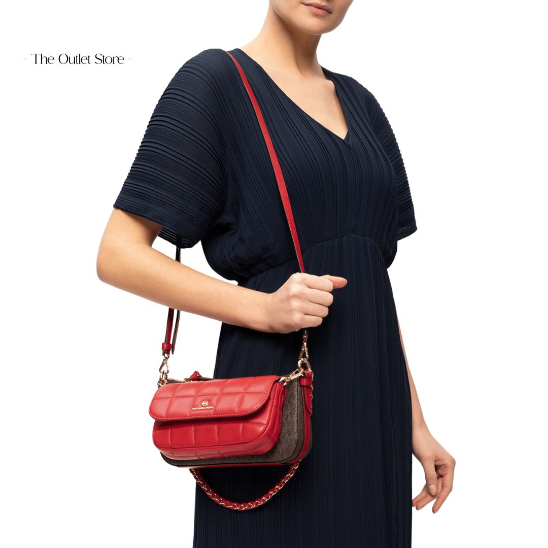 MICHAEL KORS JET SET 4-IN-1 CROSSBODY BAG SET (BROWN X RED)