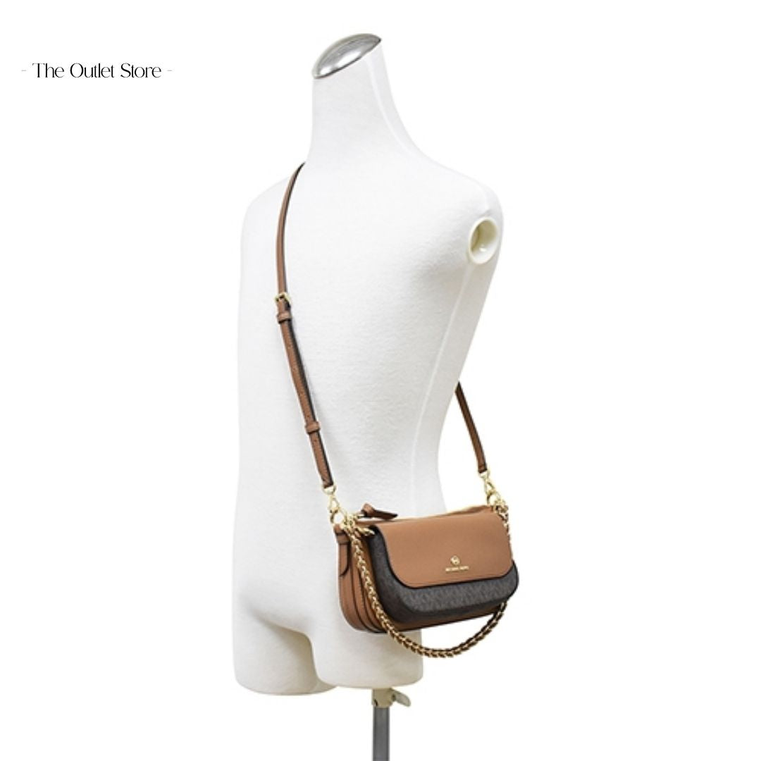MICHAEL KORS JET SET MEDIUM LEATHER AND LOGO 4-IN-1 CROSSBODY BAG SET ( BROWN MULTI)
