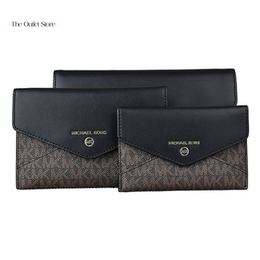 MICHAEL KORS JET SET 3 IN 1 POUCH SET (BROWN X BLACK)