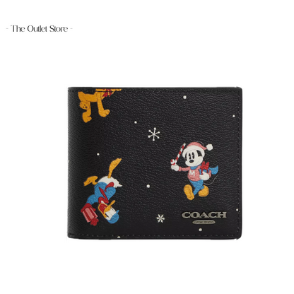 DISNEY X COACH 3 IN 1 WALLET WITH HOLIDAY PRINT BLACK MULTI