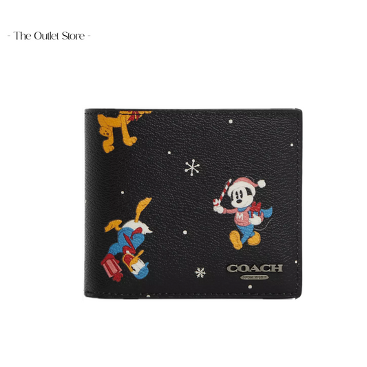 DISNEY X COACH 3 IN 1 WALLET WITH HOLIDAY PRINT BLACK MULTI