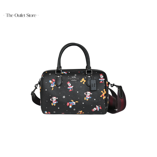 DISNEY X COACH ROWAN SATCHEL WITH HOLIDAY PRINT