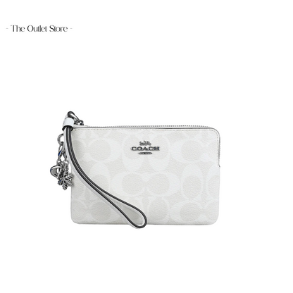 COACH BOXED CORNER ZIP WRISTLET IN SIGNATURE CANVAS