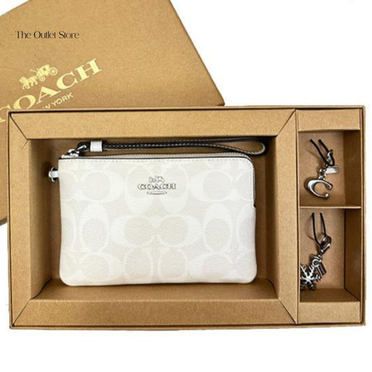 COACH BOXED CORNER ZIP WRISTLET IN SIGNATURE CANVAS