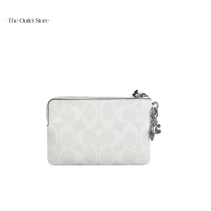 COACH BOXED CORNER ZIP WRISTLET IN SIGNATURE CANVAS