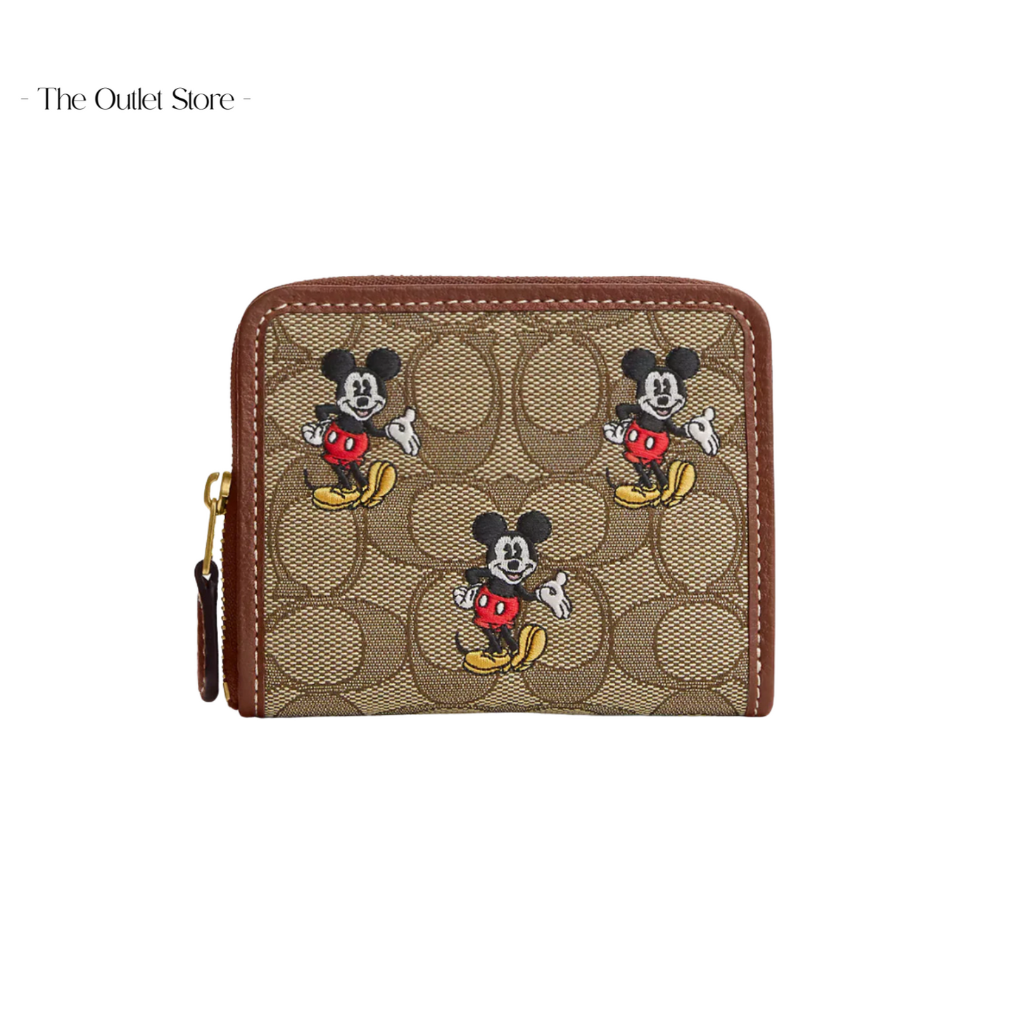 DISNEY X COACH SMALL ZIP AROUND WALLET IN SIGNATURE JACQUARD WITH MICKEY MOUSE PRINT