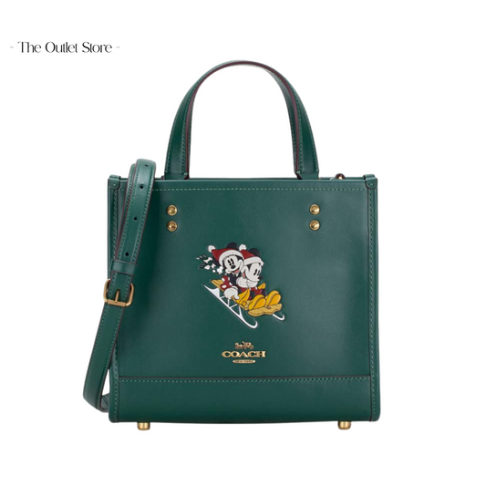 DISNEY X COACH DEMPSEY TOTE 22 WITH SLED MOTIF LEATHER DARK PINE