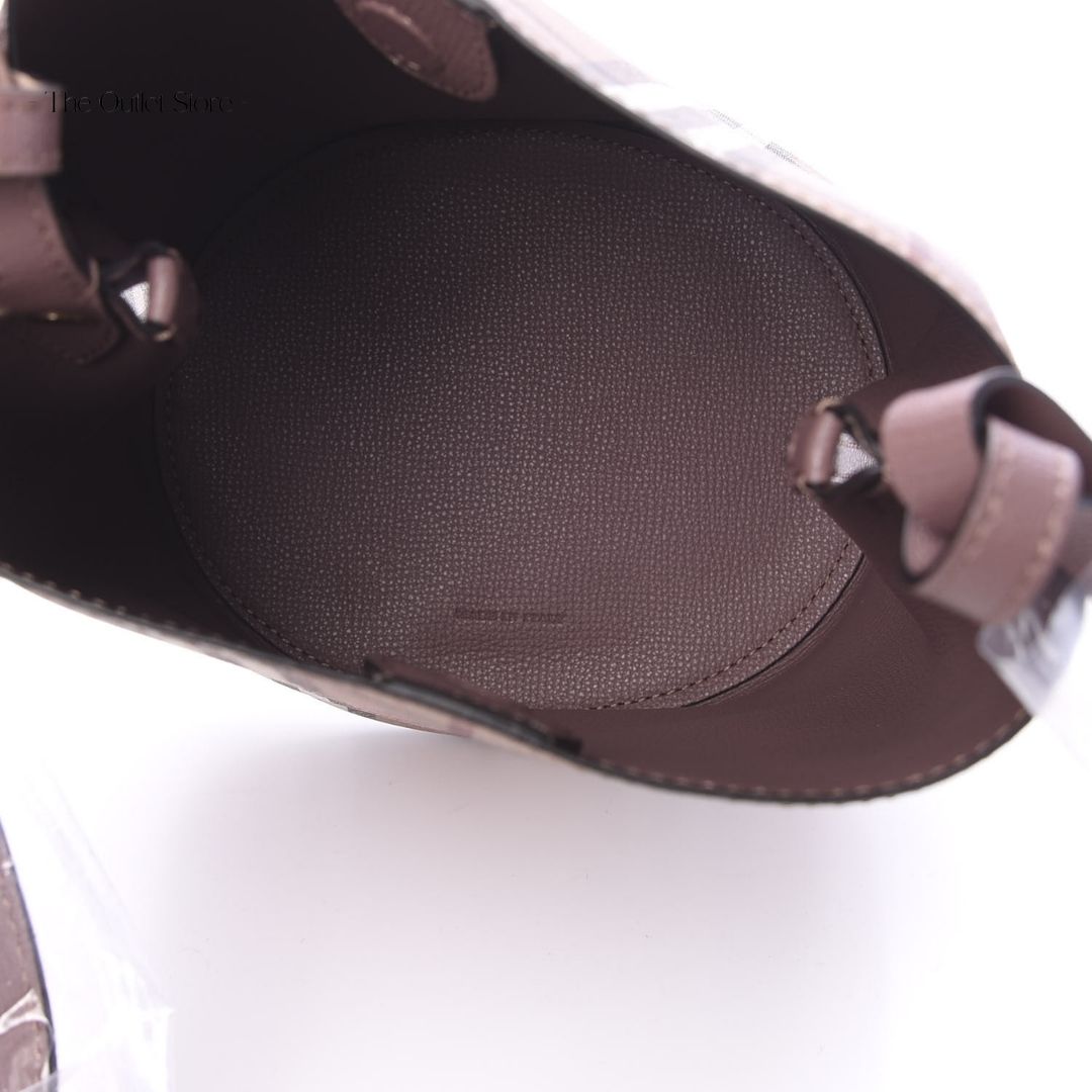BURBERRY HAYMARKET CHECK CROSSBODY BUCKET BAG