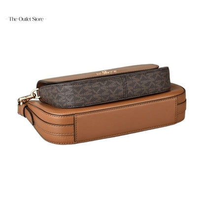 MICHAEL KORS JET SET MEDIUM LEATHER AND LOGO 4-IN-1 CROSSBODY BAG SET ( BROWN MULTI)