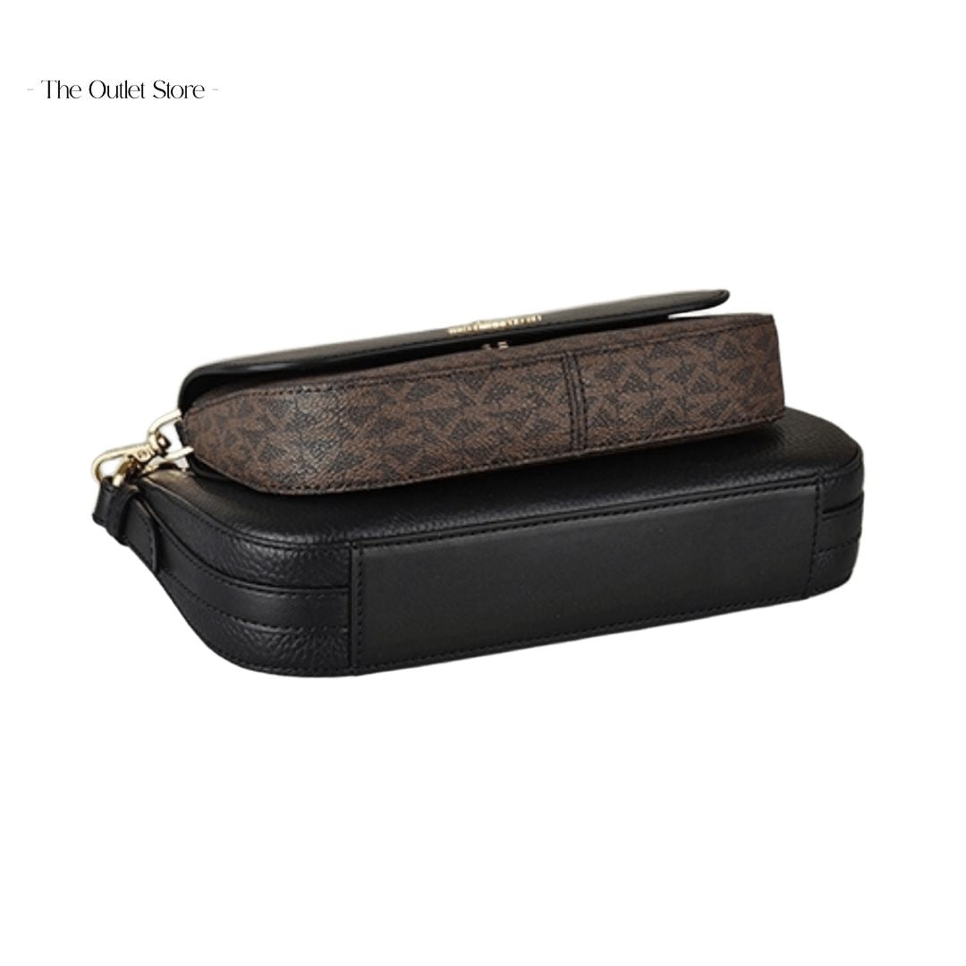 MICHAEL KORS JET SET MEDIUM LEATHER AND LOGO 4-IN-1 CROSSBODY BAG SET (BLACK)