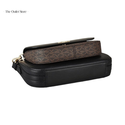 MICHAEL KORS JET SET MEDIUM LEATHER AND LOGO 4-IN-1 CROSSBODY BAG SET (BLACK)