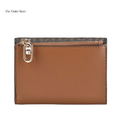 MICHAEL KORS SIGNATURE LOGO PAKER MEDIUM TRI-FOLD WALLET (BROWN)