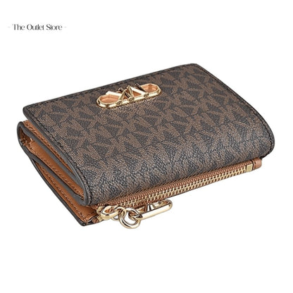 MICHAEL KORS SIGNATURE LOGO PAKER MEDIUM TRI-FOLD WALLET (BROWN)