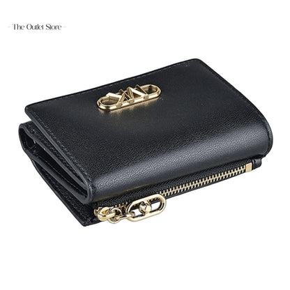 MICHAEL KORS SIGNATURE LOGO PAKER MEDIUM TRI-FOLD WALLET (BLACK)