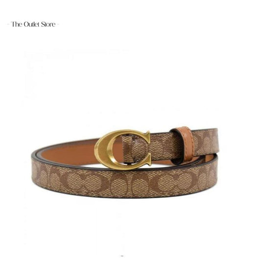 COACH SIGNATURE BUCKLE BELT KHAKI SADDLE (18MM)