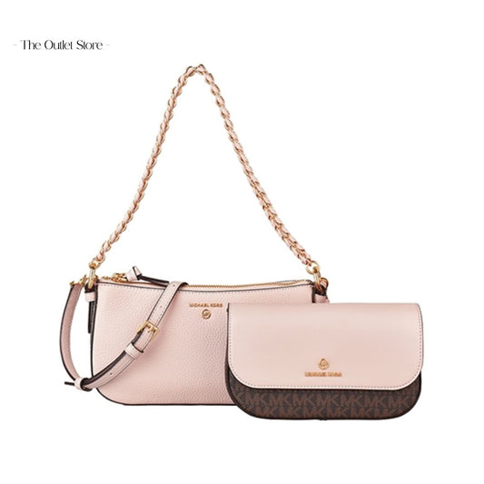 MICHAEL KORS JET SET MEDIUM LEATHER AND LOGO 4-IN-1 CROSSBODY BAG SET (PINK)