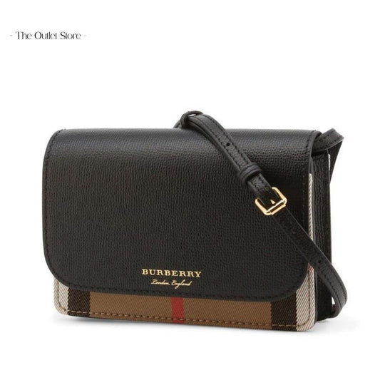 BURBERRY HAMPSHIRE HOUSE CHECK CROSSBODY (BLACK)