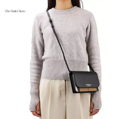 BURBERRY HAMPSHIRE HOUSE CHECK CROSSBODY (BLACK)